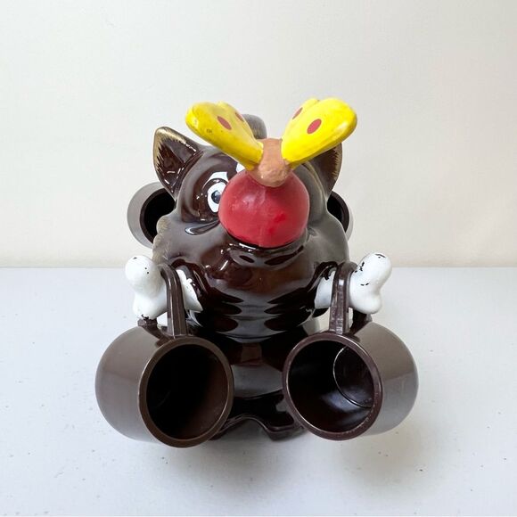 VTG MCM Dog Butterfly Nose Decanter And Four Shot Glasses - Picture 3 of 10